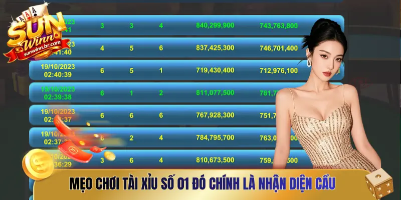 Mẹo chơi tài xỉu số 01 đó chính là nhận diện cầu